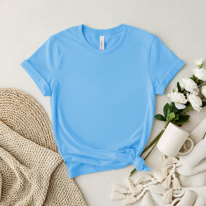 Bella+Canvas 3001 — Flat Lay mockup in Aqua