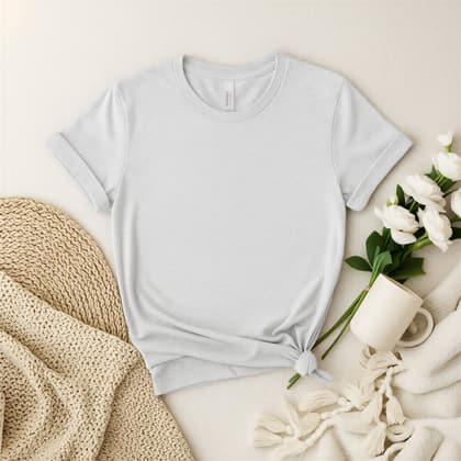 Bella+Canvas 3001 — Flat Lay mockup in Ash