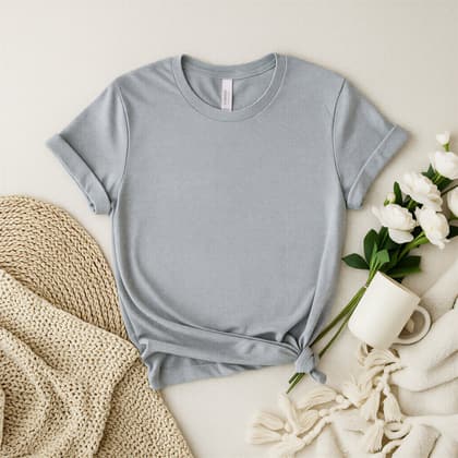 Bella+Canvas 3001 — Flat Lay mockup in Athletic Heather