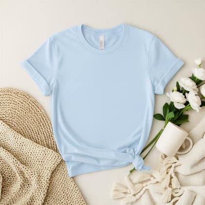 Bella+Canvas 3001 — Flat Lay mockup in Baby Blue