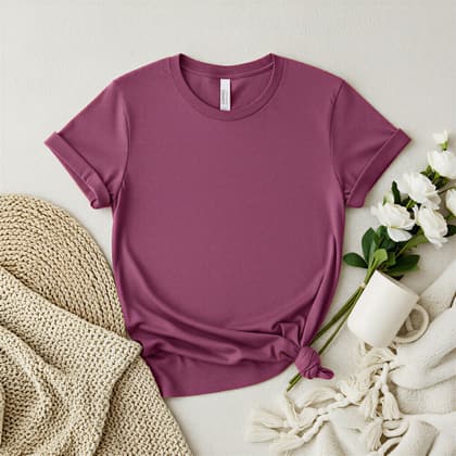 Bella+Canvas 3001 — Flat Lay mockup in Berry