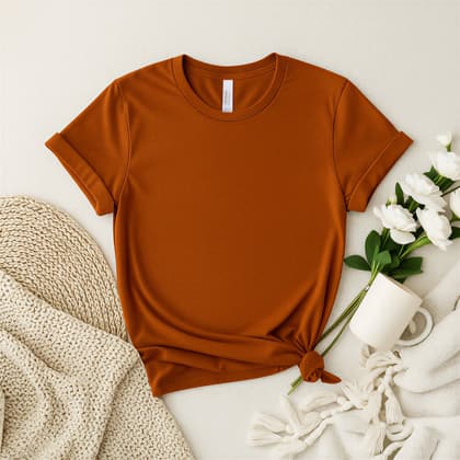 Bella+Canvas 3001 — Flat Lay mockup in Burnt Orange