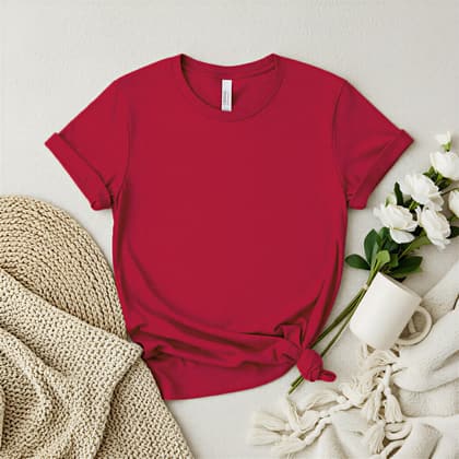 Bella+Canvas 3001 — Flat Lay mockup in Cardinal