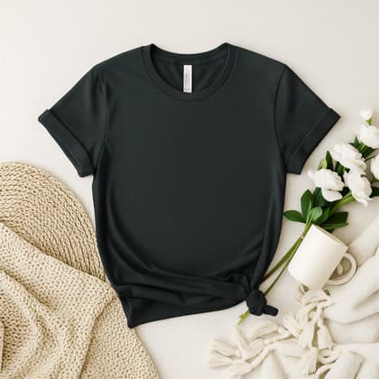 Bella+Canvas 3001 — Flat Lay mockup in Dark Gray