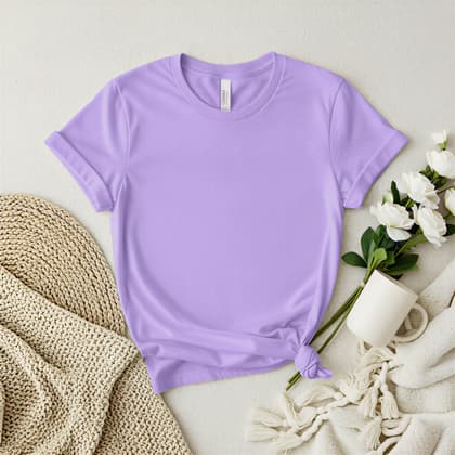 Bella+Canvas 3001 — Flat Lay mockup in Dark Lavendar