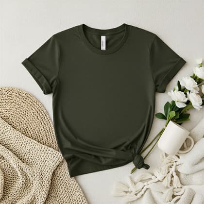 Bella+Canvas 3001 — Flat Lay mockup in Dark Olive