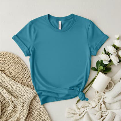 Bella+Canvas 3001 — Flat Lay mockup in Deep Teal