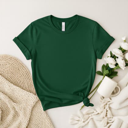 Bella+Canvas 3001 — Flat Lay mockup in Forest