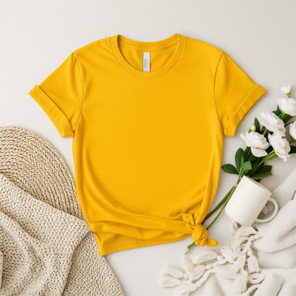 Bella+Canvas 3001 — Flat Lay mockup in Gold