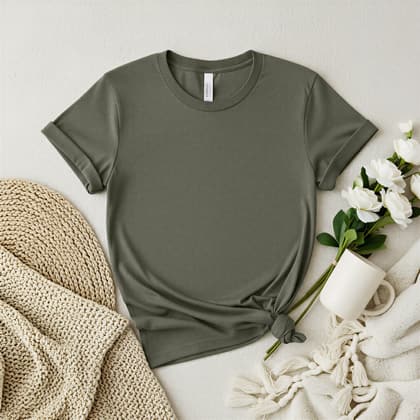 Bella+Canvas 3001 — Flat Lay mockup in Military Green