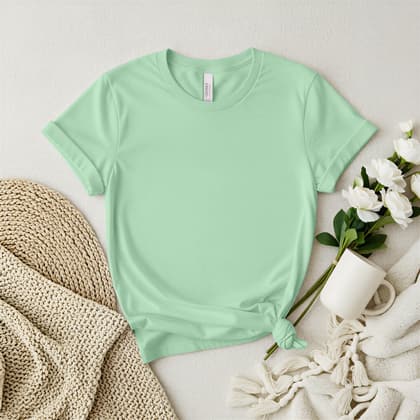 Bella+Canvas 3001 — Flat Lay mockup in Mint