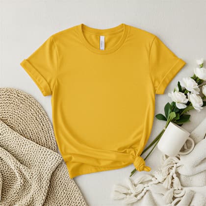 Bella+Canvas 3001 — Flat Lay mockup in Mustard