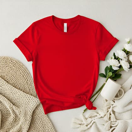 Bella+Canvas 3001 — Flat Lay mockup in Red
