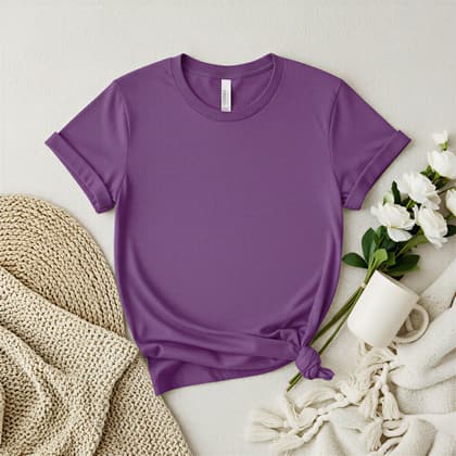 Bella+Canvas 3001 — Flat Lay mockup in Royal Purple