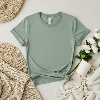 Bella+Canvas 3001 — Flat Lay mockup in Sage