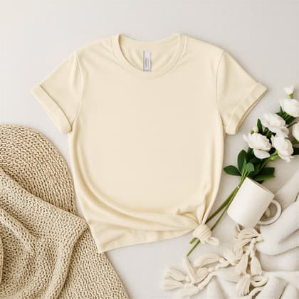 Bella+Canvas 3001 — Flat Lay mockup in Soft Cream
