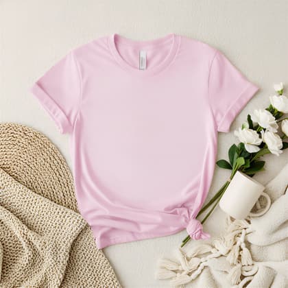 Bella+Canvas 3001 — Flat Lay mockup in Soft Pink