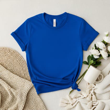 Bella+Canvas 3001 — Flat Lay mockup in True Royal