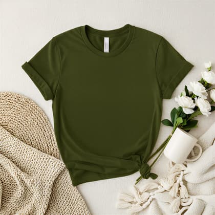 Bella+Canvas 3001 — Flat Lay mockup in Army Green