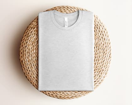 Bella+Canvas 3001 — Folded on Rattan mockup in Ash