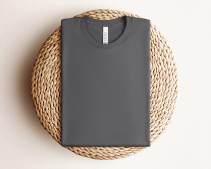 Bella+Canvas 3001 — Folded on Rattan mockup in Asphalt