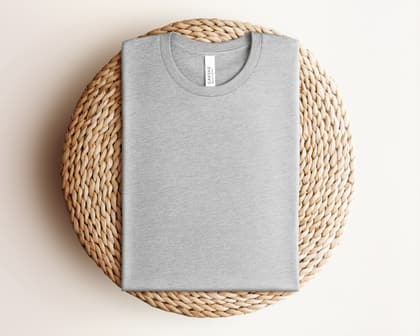 Bella+Canvas 3001 — Folded on Rattan mockup in Athletic Heather