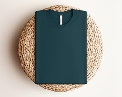 Bella+Canvas 3001 — Folded on Rattan mockup in Atlantic