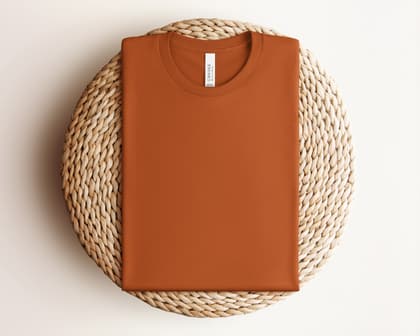 Bella+Canvas 3001 — Folded on Rattan mockup in Autumn