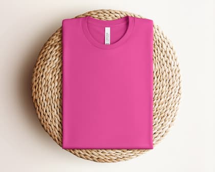 Bella+Canvas 3001 — Folded on Rattan mockup in Berry