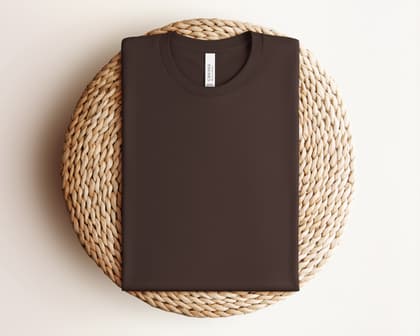 Bella+Canvas 3001 — Folded on Rattan mockup in Brown