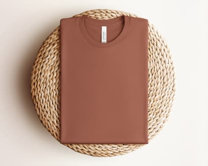 Bella+Canvas 3001 — Folded on Rattan mockup in Chestnut