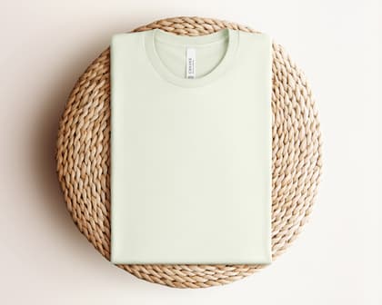 Bella+Canvas 3001 — Folded on Rattan mockup in Citron