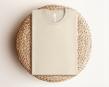 Bella+Canvas 3001 — Folded on Rattan mockup in Dust