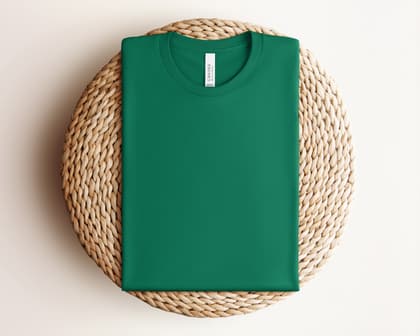 Bella+Canvas 3001 — Folded on Rattan mockup in Evergreen