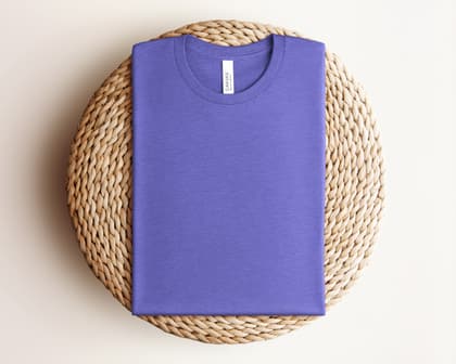 Bella+Canvas 3001 — Folded on Rattan mockup in Heather Lapis