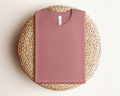 Bella+Canvas 3001 — Folded on Rattan mockup in Heather Mauve
