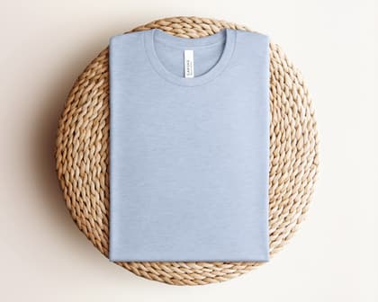 Bella+Canvas 3001 Folded on Rattan mockup