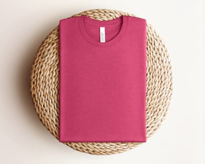 Bella+Canvas 3001 — Folded on Rattan mockup in Heather Raspberry