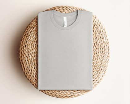 Bella+Canvas 3001 — Folded on Rattan mockup in Heather Silver