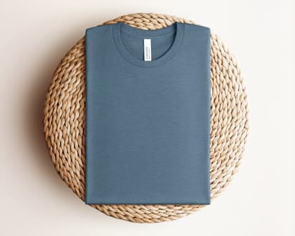 Bella+Canvas 3001 — Folded on Rattan mockup in Heather Slate