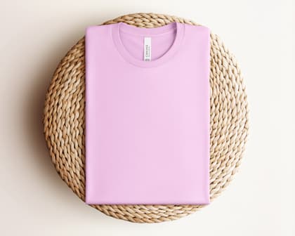 Bella+Canvas 3001 — Folded on Rattan mockup in Lilac