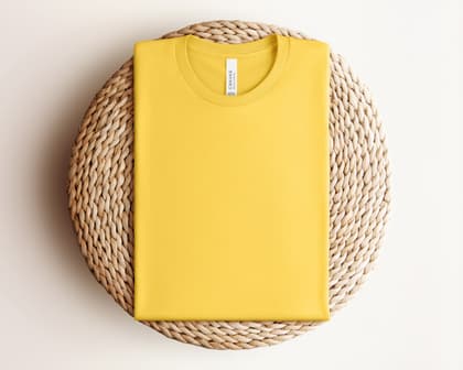 Bella+Canvas 3001 — Folded on Rattan mockup in Maize Yellow