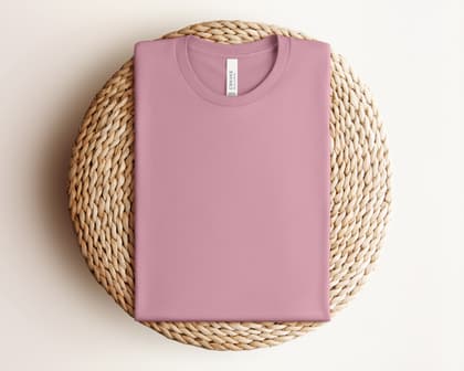 Bella+Canvas 3001 — Folded on Rattan mockup in Orchid