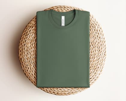 Bella+Canvas 3001 — Folded on Rattan mockup in Pine