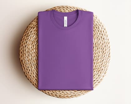Bella+Canvas 3001 — Folded on Rattan mockup in Royal Purple