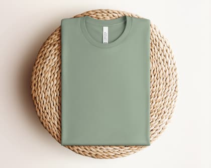 Bella+Canvas 3001 — Folded on Rattan mockup in Sage