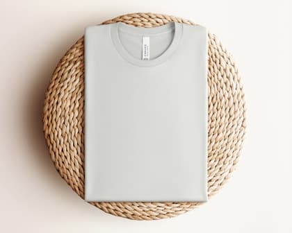 Bella+Canvas 3001 — Folded on Rattan mockup in Silver