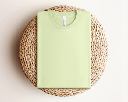 Bella+Canvas 3001 — Folded on Rattan mockup in Spring Green