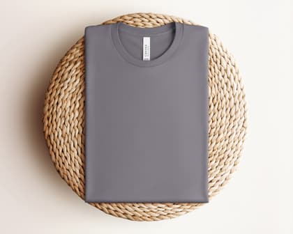 Bella+Canvas 3001 — Folded on Rattan mockup in Storm