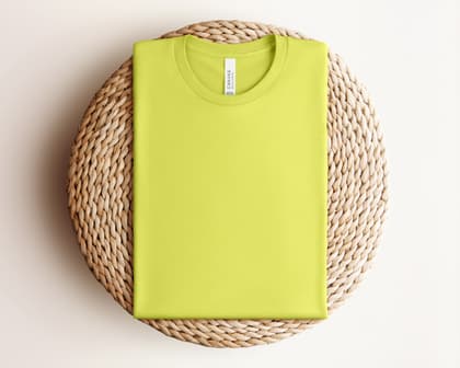 Bella+Canvas 3001 — Folded on Rattan mockup in Strobe